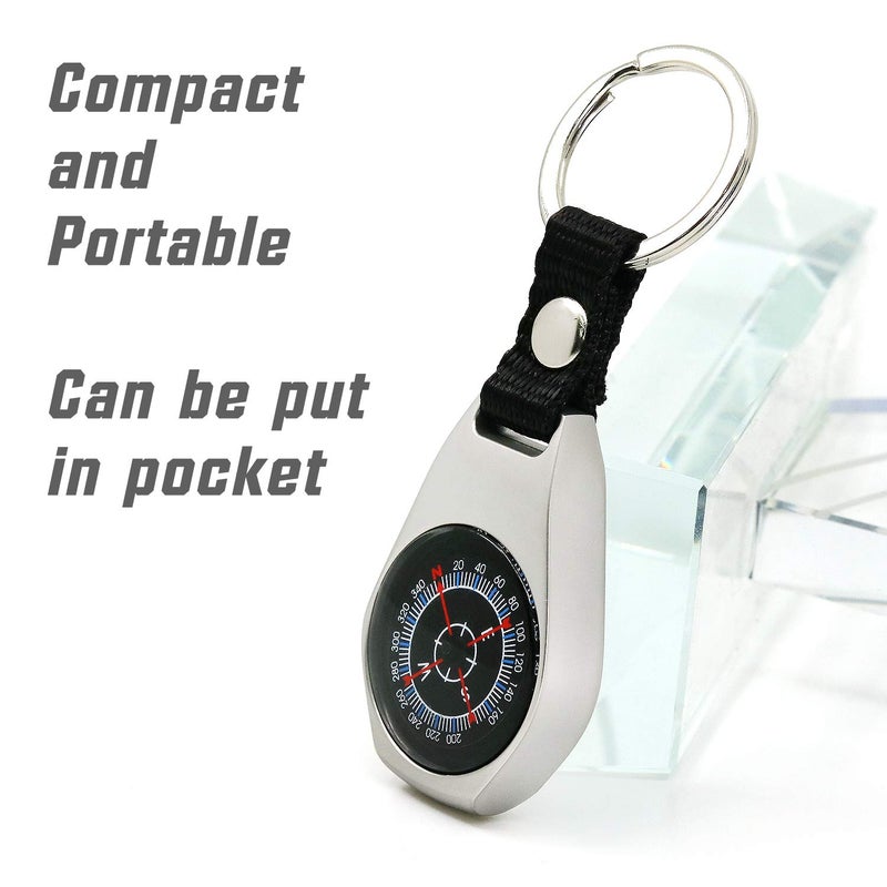 VTEAS 2 Pack Style Key Ring Compass | Keychain Military Magnetic Compass | Waterproof/Shockproof | Mini Metal Keychain Compass | Survival Gear Compass for Kids Hiking, Camping, Motoring, Outdoor - Image 2